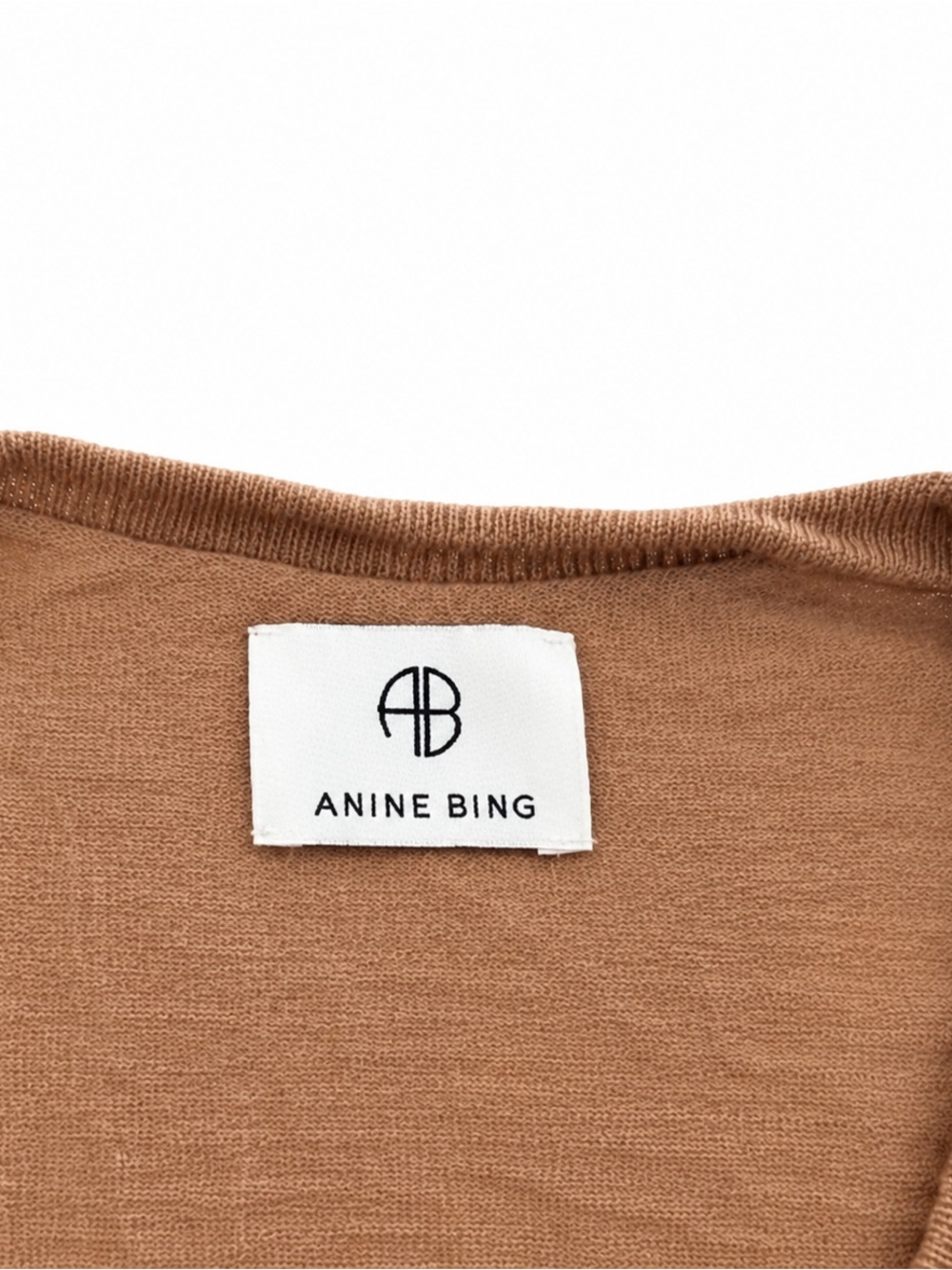 Anine Bing Cashmere Merino Wool Valerie Sweater Tan V Neck size XS - Picture 6 of 11
